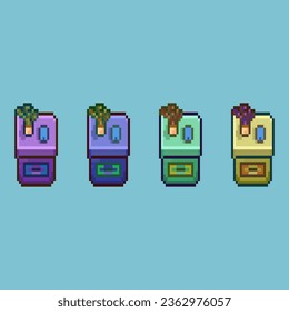 Pixel art sets of cabinet with variation color items asset. simple bits of cabinet on pixelated style.8bits perfect for game asset or design asset element for your game design asset