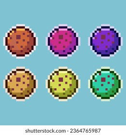 Juegos de arte de píxeles de la comida de galletas de pasteles con activos de elementos de color de variación. bits simples de comida dulce de galletas en estilo pixelado 8bits perfecto para activos de juego o elementos de activos de diseño para su activo de diseño de juegos