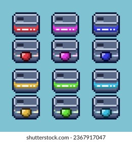 Pixel art sets of canned food with variation color item asset simple bits of food can on pixelated style 8bits perfect for game asset or design asset element for your game design asset