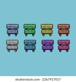 Pixel art conjuntos de sillas asiento con variación color elemento activo simple bits de silla en estilo pixelado 8bits perfecto para activos de juego o elemento de diseño activo para su activo de diseño de juego