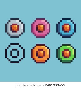 Pixel art sets of circle eggs icon with variation color item asset. eggs icon on pixelated style. 8bits perfect for game asset or design asset element for your game design asset