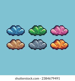 Pixel art sets of cloud with variation color item asset. Simple bits of cloud pixelated style. 8bits perfect for game asset or design asset element for your game design asset.