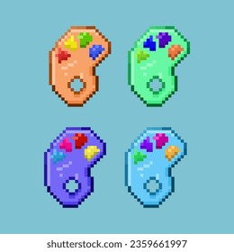Pixel art sets of color pallete with variation color items asset. pixel color pallete on pixelated style.8bits perfect for game asset or design asset element for your game design asset.