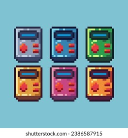 Pixel art sets of controller game with variation color item asset. Simple bits of game pixelated style. 8bits perfect for game asset or design asset element for your game design asset.