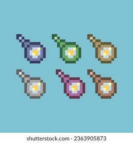 Pixel art sets of cooking eggs with variation color item asset. simple bits of fried eggs on pixelated style 8bits perfect for game asset or design asset element for your game design asset