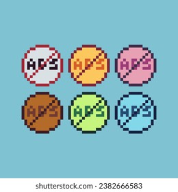 Pixel art sets of cross ads with variation color item asset. Simple bits of prohibiton ads pixelated style. 8bits perfect for game asset or design asset element for your game design asset.
