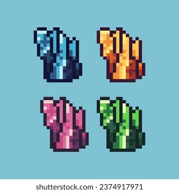 Pixel art sets of crystal loot with variation color item asset. Simple bits of crystal on pixelated style. 8bits perfect for game asset or design asset element for your game design asset.