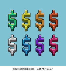 Conjuntos de arte de píxeles del negocio del dinero de la moneda con variación color de artículo activos simples bits de moneda de pago en estilo pixelado 8bits perfectos para activos de juego o elemento de activos de diseño para su activo de diseño de juego