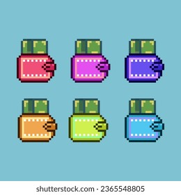 Conjuntos de arte de píxeles de la cartera de divisas con variación color de elemento activos simples bits de cartera en estilo pixelado 8bits perfectos para activos de juego o elemento de activos de diseño para su activo de diseño de juegos