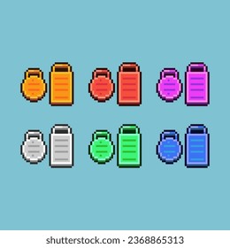 Pixel art sets of cutting board with variation color item asset. Simple bits of cutting board on pixelated style. 8bits perfect for game asset or design asset element for your game design asset