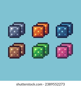 Pixel art sets of dice five with variation color item asset. Dice gambling on pixelated style. 8bits perfect for game asset or design asset element for your game design asset