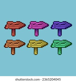 Conjuntos de arte de píxeles de elementos de signo direccionales saquear con variación color de elemento activos simples bits de madera en estilo pixelado 8bits perfectos para activos de juego o elementos de activos de diseño para su activo de diseño de juegos