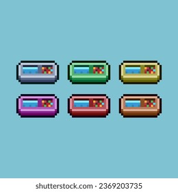 Pixel art sets of dog plate with variation color item asset. Simple bits of food and water for dog on pixelated style. 8bits perfect for game asset or design asset element for your game design asset