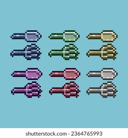 Pixel art sets of eat kitchen tool with variation color item asset. simple bits of spoon and fork on pixelated style 8bits perfect for game asset or design asset element for your game design asset