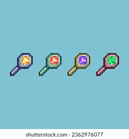 Pixelkunstsets aus Ei in der Pfanne kochen mit Variationsfarben-Objekt. einfache Stückchen zum Kochen von Eiern in pixeltem Stil.8bits perfekt für Spiel-Objekt oder Design-Objekt für Ihr Spiel-Design-Objekt