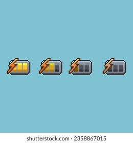 Pixel art sets of energy bar with variation color and fill items asset. energy thunder energy bar on pixelated style.8bits perfect for game asset or design asset element for your game design asset.