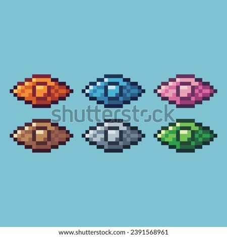 Pixel art sets of eye icon with variation color item asset. Eyes icon on pixelated style. 8bits perfect for game asset or design asset element for your game design asset