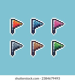 Pixel art sets of flag with variation color item asset. Simple bits of flag pixelated style. 8bits perfect for game asset or design asset element for your game design asset.