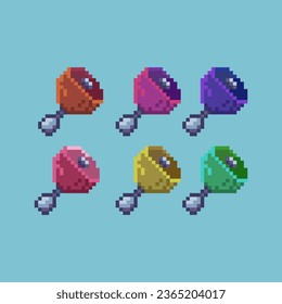 Pixel art sets of food meat items loot with variation color item asset simple bits of raw meat on pixelated style 8bits perfect for game asset or design asset element for your game design asset