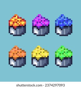 Pixel art sets of food with variation color item asset. Simple bits of food on pixelated style. 8bits perfect for game asset or design asset element for your game design asset.