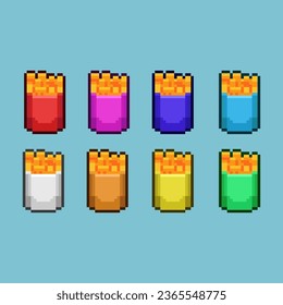 Conjuntos de arte de píxeles de comida frita de papa con variación color material activo simple de papas fritas en estilo pixelado 8bits perfecto para activos de juego o elementos de activos de diseño para su activo de diseño de juegos