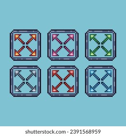 Pixel art sets of fullscreen sign with variation color item asset. Fullscreen sign on pixelated style. 8bits perfect for game asset or design asset element for your game design asset