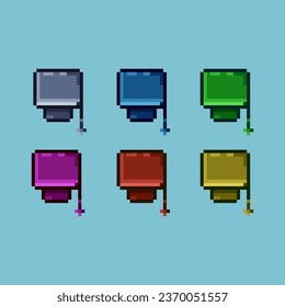 Pixel art sets of graduation hat with variation color item asset. Simple bits of graduation hat on pixelated style. 8bits perfect for game asset or design asset element for your game design asset