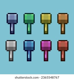 Conjuntos de arte de píxeles de un icono de martillo con variación color de elemento activo simple bits de martillo en estilo pixelado 8bits perfectos para activos de juego o elemento de activos de diseño para su activo de diseño de juego