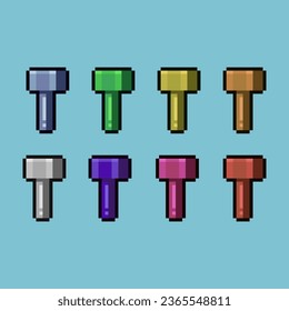 Conjuntos de arte de píxeles de un icono de martillo con variación color de elemento activo simple bits de martillo en estilo pixelado 8bits perfectos para activos de juego o elemento de activos de diseño para su activo de diseño de juego