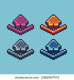 Conjuntos de imágenes de píxeles de icono de casa con activo de elemento de color de variación. Bits simples de icono de casa firman estilo pixelado. 8 bits perfectos para activos de juego o elementos de activos de diseño para su activo de diseño de juegos.