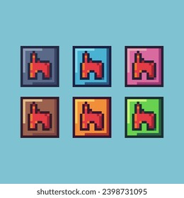 Conjuntos de imágenes de píxeles de icono de casa con activo de elemento de color de variación. Icono de la casa de propiedades en estilo pixelado. 8 bits perfectos para activos de juego o elementos de activos de diseño para su activo de diseño de juegos