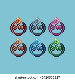 Pixel art sets icon of 24hours redo variation color.24H sign icon on pixelated style. 8bits perfect for game asset or design asset element for your game design. Simple pixel art icon asset.