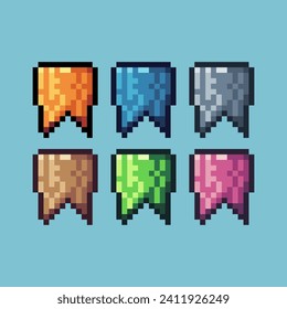 Pixel art sets icon of Bookmark  variation color.Bookmark icon on pixelated style. 8bits perfect for game asset or design asset element for your game design. Simple pixel art icon asset.