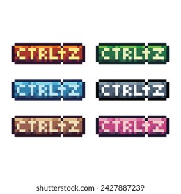 Pixel art sets icon of ctrl z key in variation color.Ctrl z undo icon on pixelated style. 8bits perfect for game asset or design asset element for your game design. Simple pixel art icon asset.
