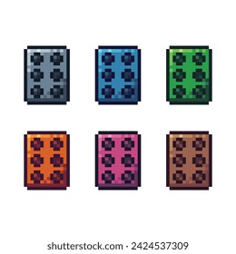 Pixel art sets icon of dice roll variation color. Dice icon on pixelated style. 8bits perfect for game asset or design asset element for your game design. Simple pixel art icon asset.