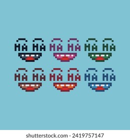 Pixel art sets icon of haha face variation color. joke face icon on pixelated style. 8bits perfect for game asset or design asset element for your game design. Simple pixel art icon asset.
