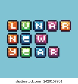 Pixel art sets icon of lunar variation color. lunar new year icon on pixelated style. 8bits perfect for game asset or design asset element for your game design. Simple pixel art icon asset.