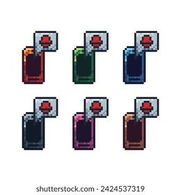 Pixel art sets icon of phone notification variation color. Phone ring icon on pixelated style. 8bits perfect for game asset or design asset element for your game design. Simple pixel art icon asset.