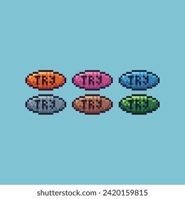 Pixel art sets icon of try button variation color. Try again icon on pixelated style. 8bits perfect for game asset or design asset element for your game design. Simple pixel art icon asset.