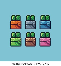 Pixel Art setzt Symbol der Geldbörse mit Geldvarianten Farbe.wallet Symbol auf pixeltem Stil. 8bits perfekt für das Spiel Asset oder Design Asset Element für Ihr Spieldesign. Einfache Pixelkunst-Icon-Objekt.