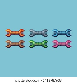 Pixel art sets icon of wrench variation color. wrench tools icon on pixelated style. 8bits perfect for game asset or design asset element for your game design. Simple pixel art icon asset.
