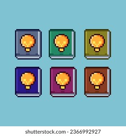 Pixel art sets of idea book with variation color item asset simple bits of idea book on pixelated style 8bits perfect for game asset or design asset element for your game design asset