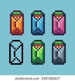 Pixel art sets of kebab food icon with variation color item asset. kebabs icon on pixelated style. 8bits perfect for game asset or design asset element for your game design asset