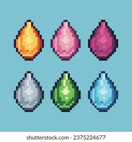 Conjuntos de arte de pixel de fruta de limón con activo de elemento de color de variación. Bits simples de fruta de limón en estilo pixelado. 8 bits perfectos para activos de juego o elementos de activos de diseño para su activo de diseño de juegos.