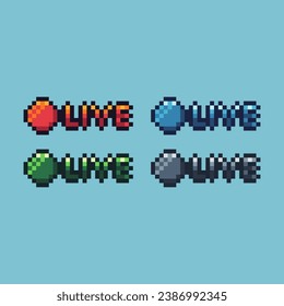  Pixel art sets of live screen icon with variation color item asset.Video live screen button on pixelated style. 8bits perfect for game asset or design asset element for your game design asset