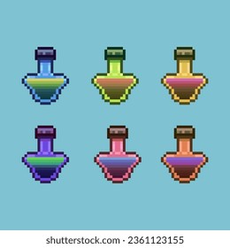 Pixel art sets of many potion for rpg game with variation color items asset. simple for dugeon items on pixelated style.8bits perfect for game asset or design asset element for your game design asset