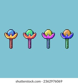 Pixel art sets of mend healing rpg with variation color items asset. simple bits of mend staff on pixelated style.8bits perfect for game asset or design asset element for your game design asset