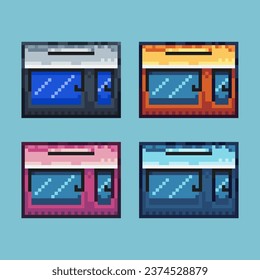 Pixel art sets of microwave with variation color item asset. Simple bits of microwave on pixelated style. 8bits perfect for game asset or design asset element for your game design asset.