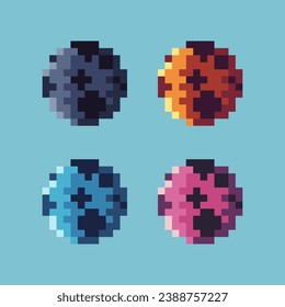  Pixel art sets of moon with variation color item asset. Gold moon on pixelated style. 8bits perfect for game asset or design asset element for your game design asset
