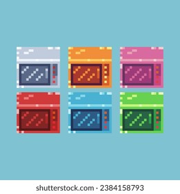 Pixel art sets of oven with variation color item asset. Simple bits of oven pixelated style. 8bits perfect for game asset or design asset element for your game design asset.